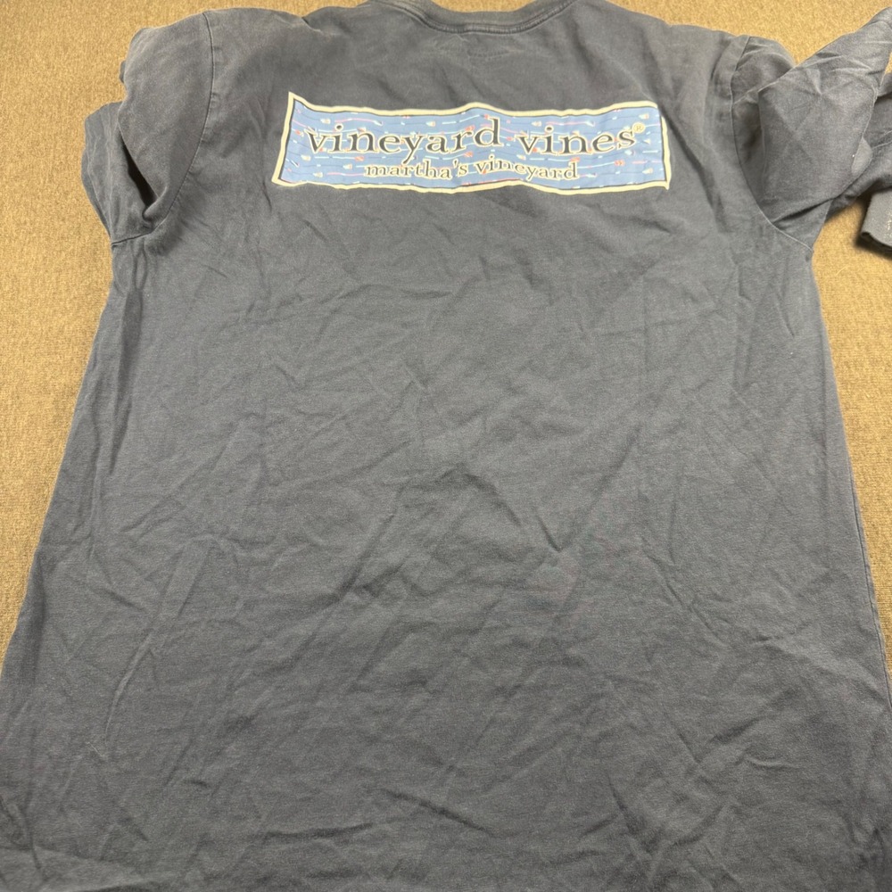 Vineyard Vines Mens Small Long Sleeve Pocket T-Shirt Blue Marthas Vineyard Logo - Picture 8 of 10